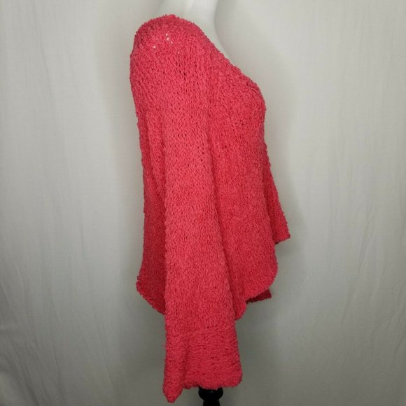 Free People Pink Sand Dune Sweater Fuzzy V Neck - Picture 4 of 8